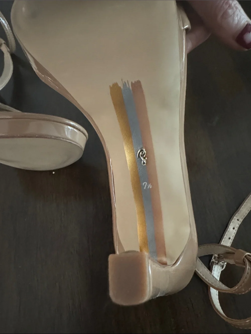 Jessica Simpson Nude Patent Ankle-Strap Stiletto Sandals